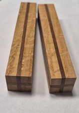 2- Laminated Walnut And Black Oak Pen Blanks