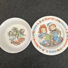 2 pc Vintage 1969 Raggedy Ann  Andy plate and bowl Oneida Deluxe