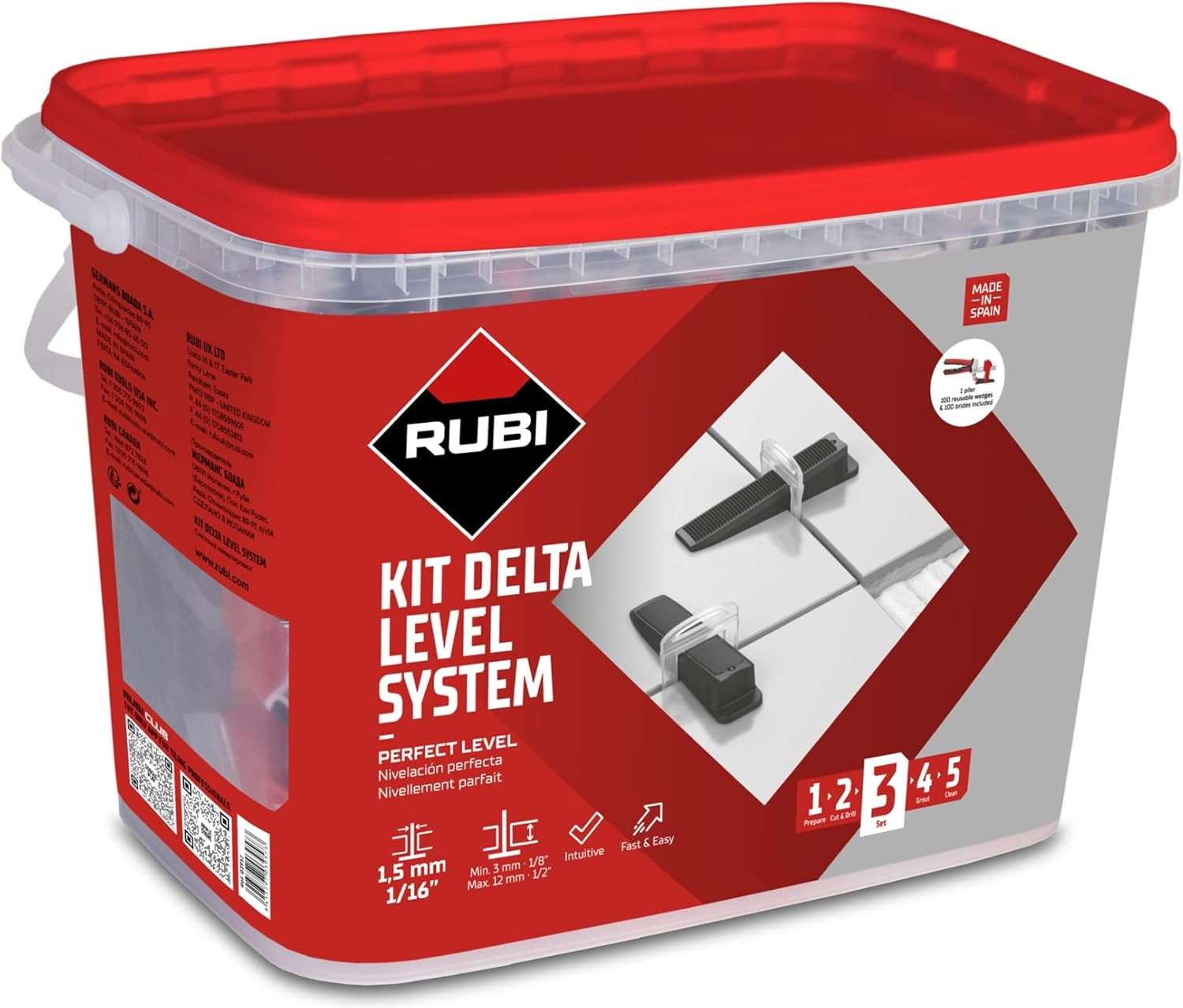 Kit Delta Level System Rubi 3957 | 1,5 mm (3-12 mm) per Piastrelle