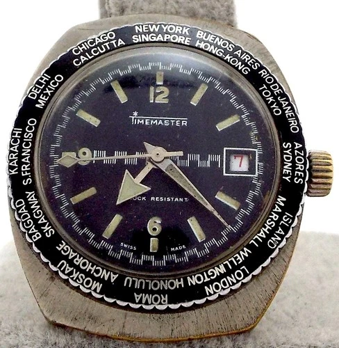 Timex - Marlin Calendar World Time - Vintage Mens Watch - Not Working ~#6945