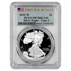 2021 W Type 2 Proof American Silver Eagle PCGS PR70DCAM