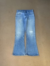 Vintage 70 s Levi s 646 Orange Tab Bellbottom Flare Faded Denim Jeans Size 32x30