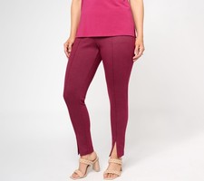 Isaac Mizrahi Live! Women's Petite Pants 2XP Ponte Pull on Dune Brown A612215