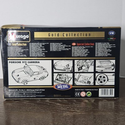 Burago Gold Collection Yellow 1993 Porsche 911 Carrera 1:18