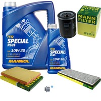 MANN-FILTER Inspektionspaket Mannol 6L Special Plus 10W-30 FüR Opel Astra F