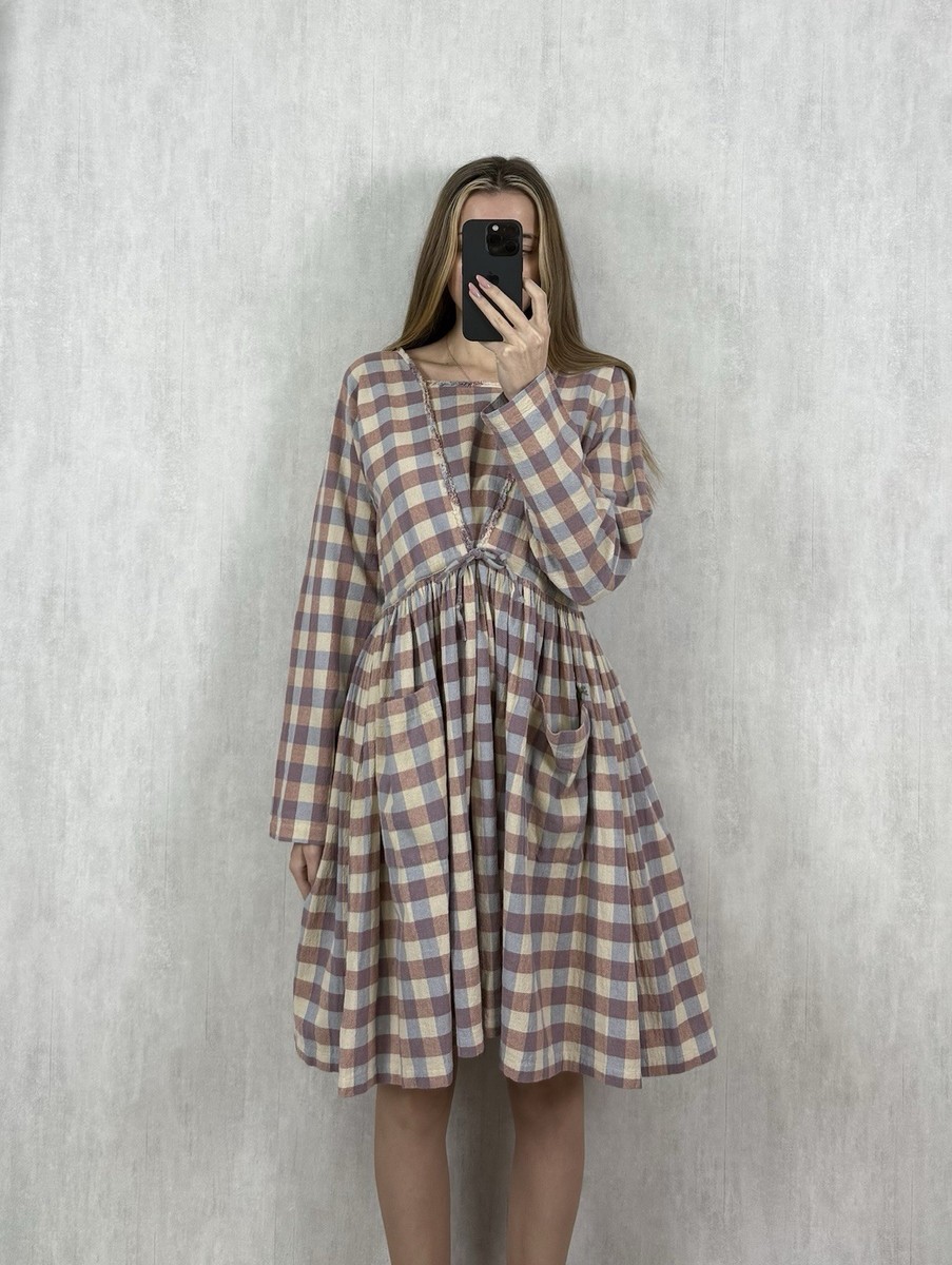 tunic cotton dress Ewa I Walla Sherly Checked Size S Hope & Ivy Plus Size:33 csku::128798 Double gauze 78% viscose/14% silk/8% cotton