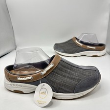 Easy Spirit-Travelport Women  s 11 W Grey Denim Suede Clogs Rope Detail