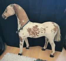 Holzpferd Antik Vintage mit (Kuh?) Fell bezogen. 