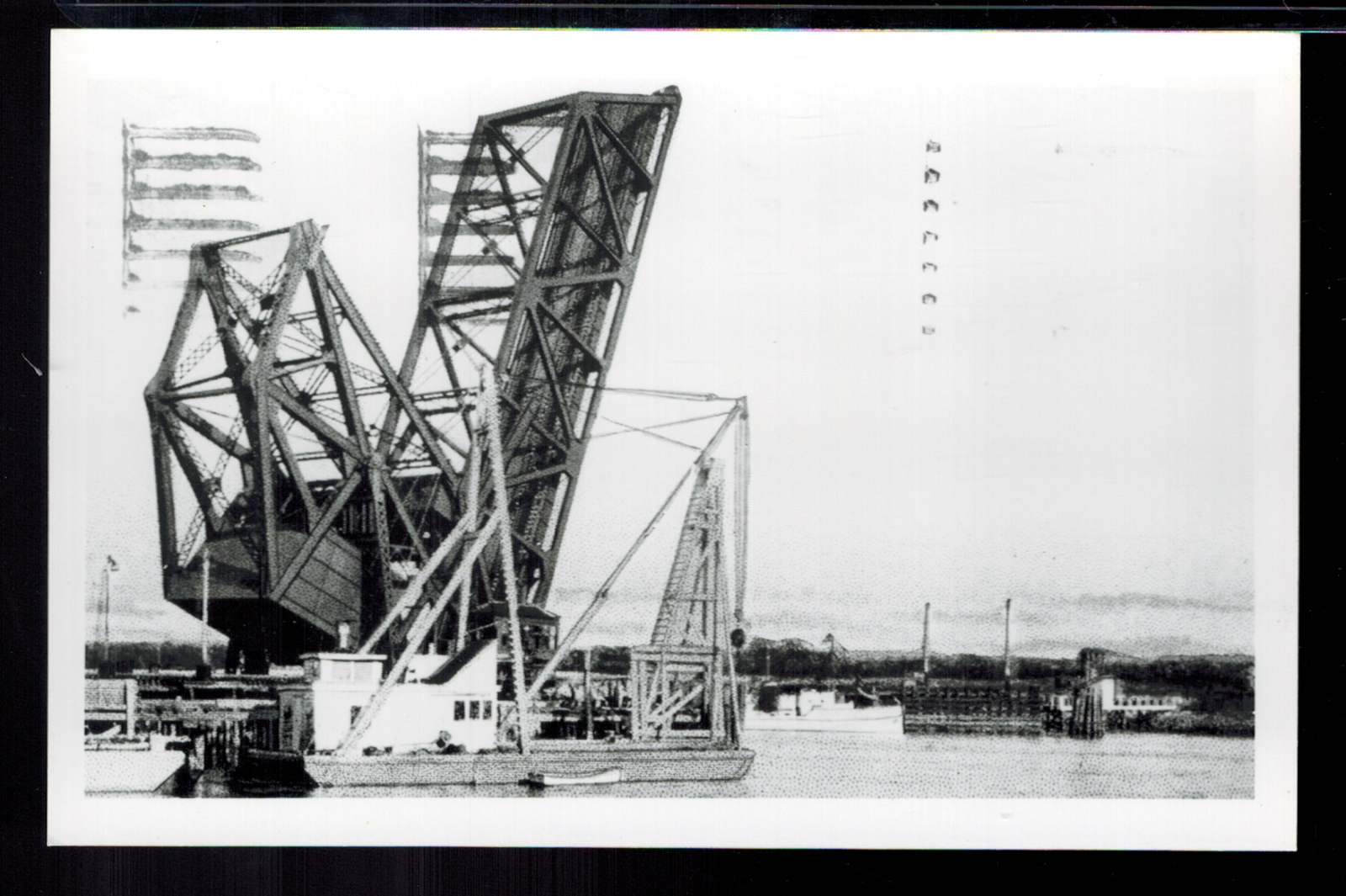 CAPE COD CANAL MA ~ RPPC ~ OLD RR DRAW BRIDGE UP FOR BOAT TRAFFIC Ca ...