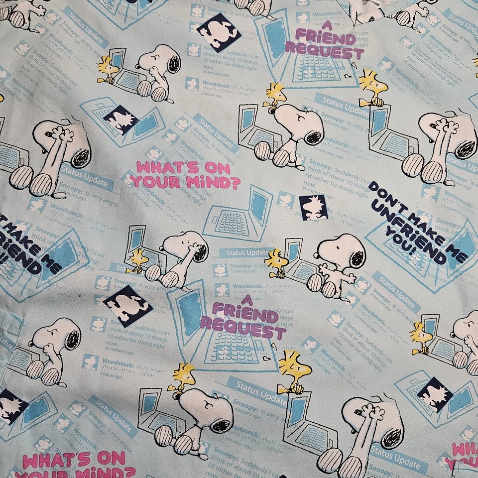 Peanuts 3xl Nurses Work Scrub Uniform Top Womens Snoopy Woodstock Social media  - Image 2 of 4