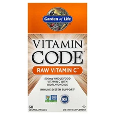 Garden of Life Vitamin Code Raw Vitamin C 60 Vegan Capsules Gluten-Free, Kosher,