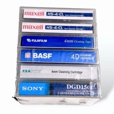 Lot Of 6 NEW Mixed/Maxell HS-4/CL 4mm Cleaning Cartridge