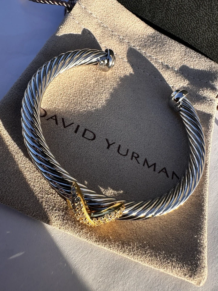David Yurman 925 Sterling Silver Cable 7mm Cuff Bracelet Vintage DY - Image 3 of 4