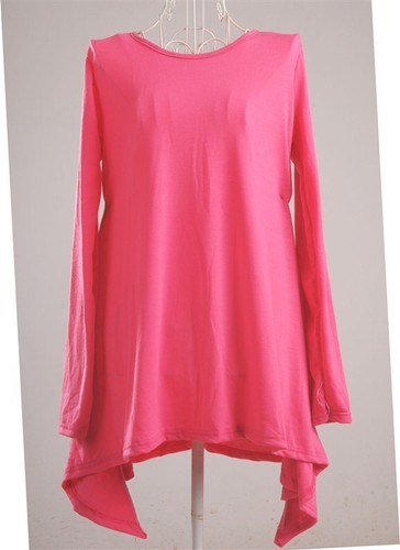 TS Ladies Cotton Asymmetric Oversized Baggy Loose Fit Long Sleeve Top T-shirt - Picture 8 of 11