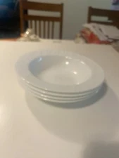 SET OF FOUR (4) WHITE CORELLE *SWEPT* BOWLS 10-3/4" (8 Available)