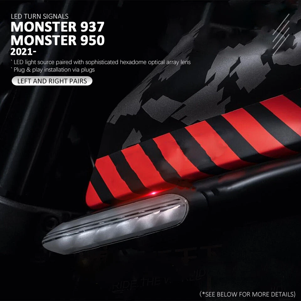 LED Integrated Tail Light Turn Signal Blinker For Ducati Monster 937 950 2021- - Image 3 of 4