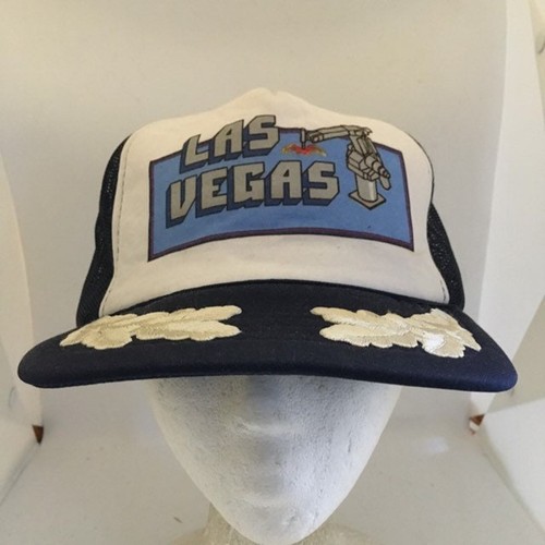 Vintage Las Vegas Trucker SnapBack hat 1990s 80s N25