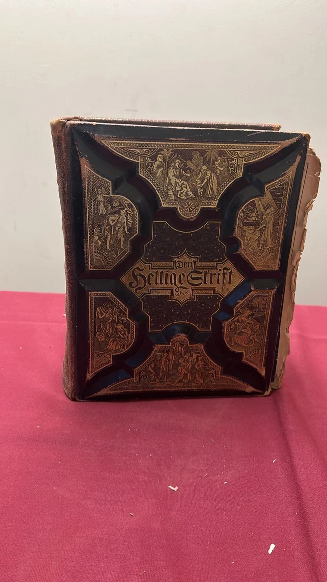 RARE* 1889 FAMILY BIBLE SWEDISH LANGUAGE DEN HELIGA SKRIFT GUSTAVE