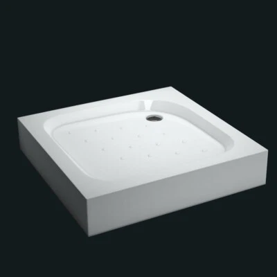 FISCHER UND ADAMEK Duschtasse Duschwanne Acryl Brausewanne 14 cm mit Füße Schürze Quadrat Weiß