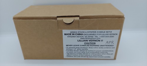 Lillian Vernon Sterne & Streifen amerikanische Flagge Kerze 2er Set brandneu in Box - Bild 5 von 5