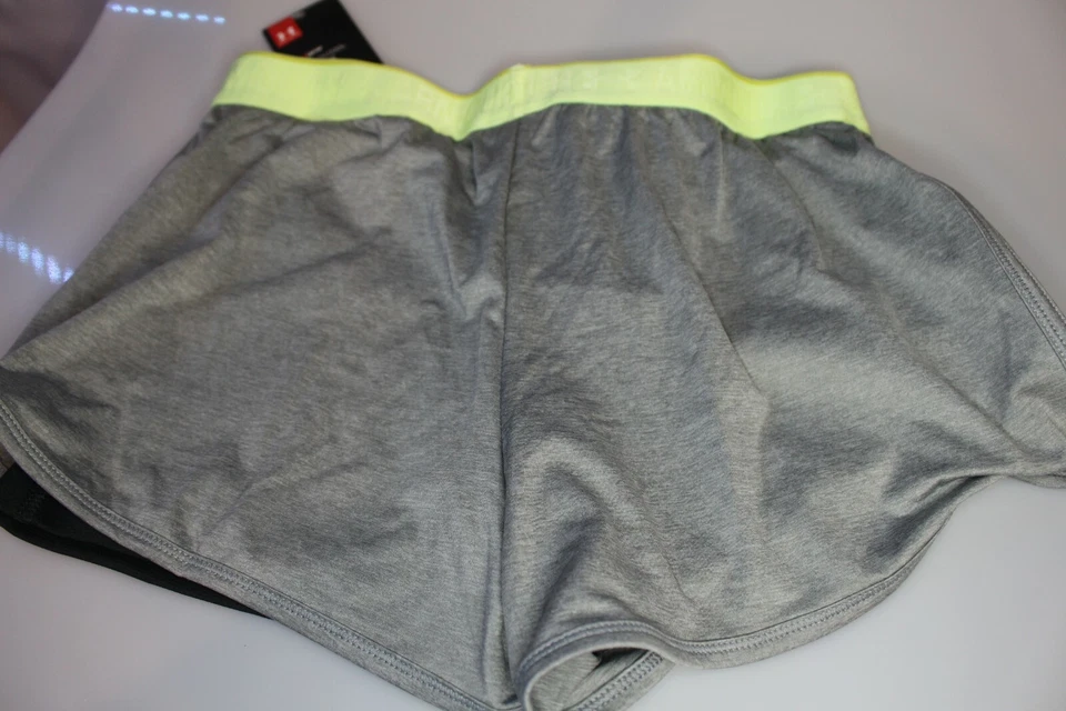 NEW UNDER ARMOUR [S] Womens LOOSE-FITTED 2-in-1 Shorts-Gray/yellow 1290800 - Image 3 of 4