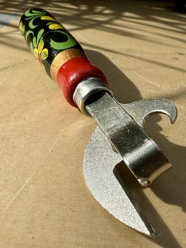 Stainless Steel Manual Kitchen Can Bottle Opener Russian Khokhloma Handpainting