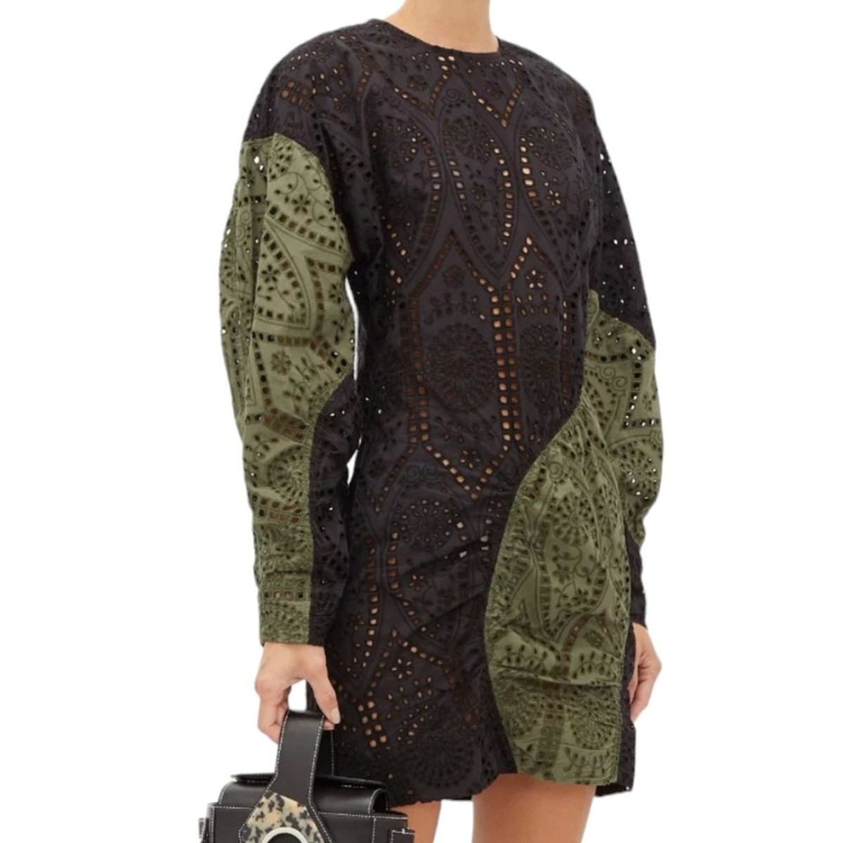 knee length dresses for ladies Ganni Broderie Anglaise Denim Mini Dress main image 0