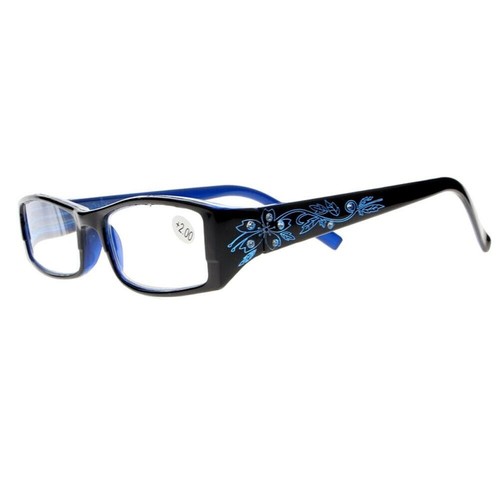BLUE RHINESTONE Stylish READERS & CASE EYE GLASSES 5.00 STRENGTH Spring Hinges - 第 2/3 張圖片