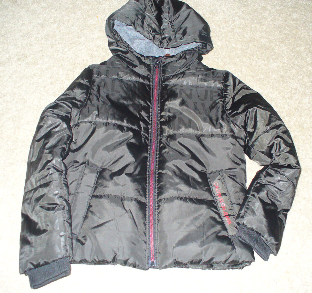 Calvin Klein Jeans Size 7 Black Fleece Lined Puffer Jacket Coat