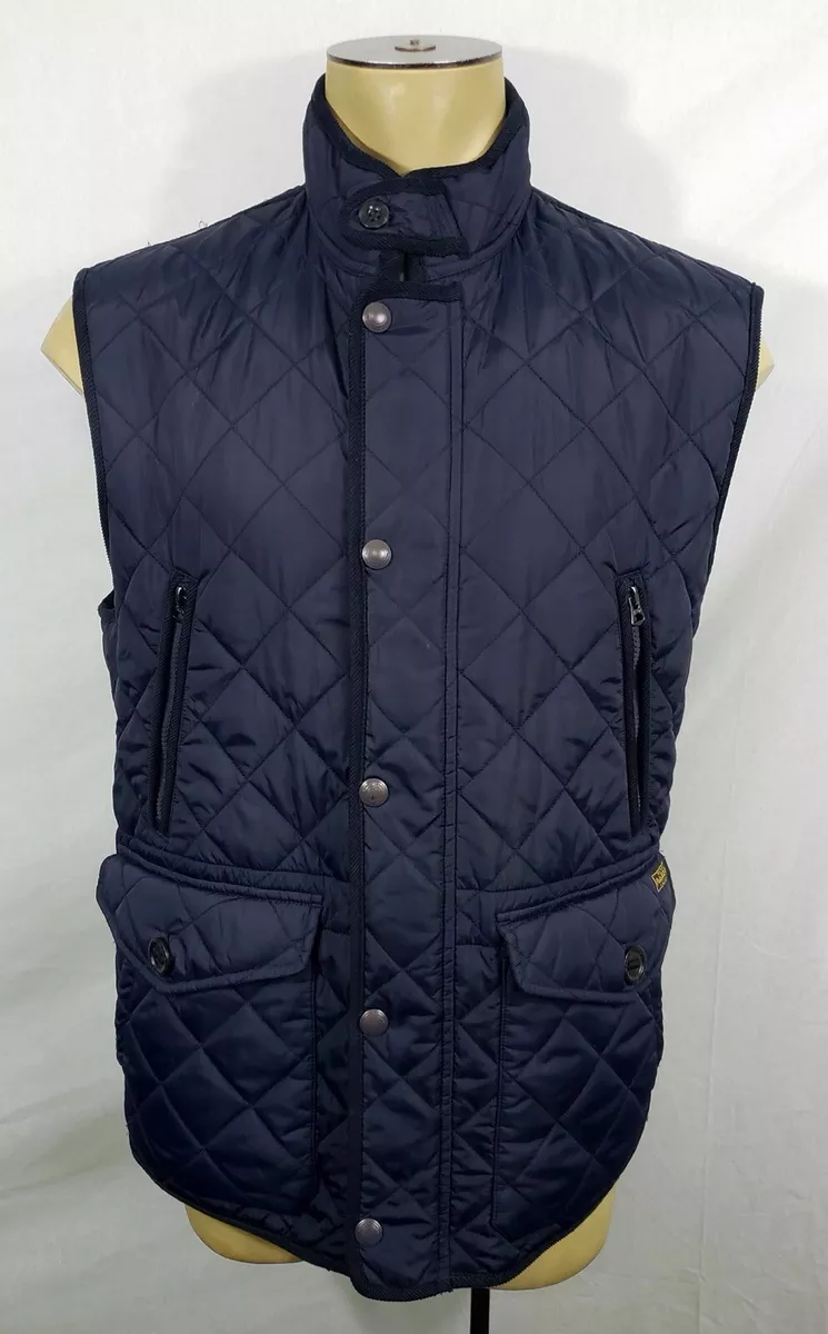 Mens Ralph Lauren Polo navy blue utility cargo puffer vest jacket size XL