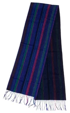 Paul Smith College Scarf 100% Lambswool Dark Shadow Stripes Fringe New England