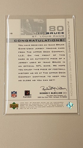 2001 SP Game Used Edition Authentic Fabric #IB Isaac Bruce SL@TC3 - Picture 2 of 2