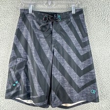 OP 4 Way Stretch BoardShorts Mens 28 Black Gray Ocean Pacific Beach Pool Summer