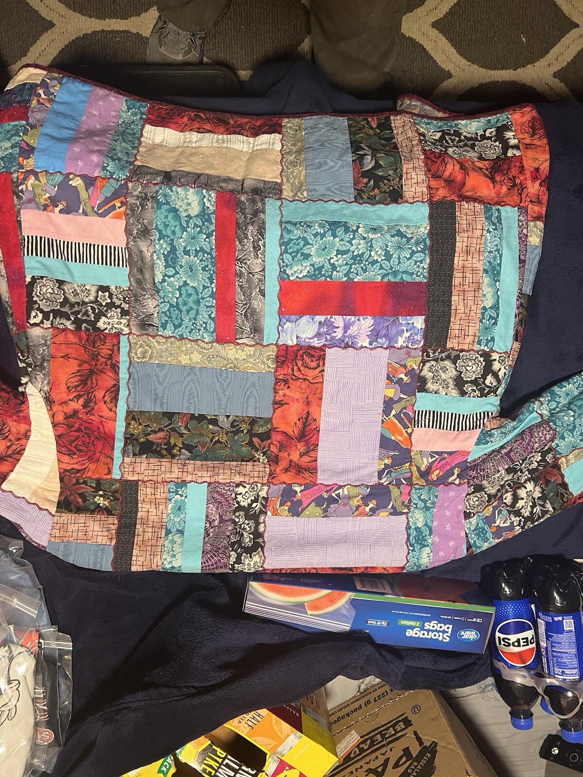 Handmade Patchwork Women’s Jacket Flowers Cats Pl… - image 2