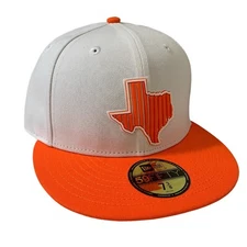 New Era MiLB Whataburger Texas Logo 59FIFTY Orange White Fitted Hat Size 7 3/8