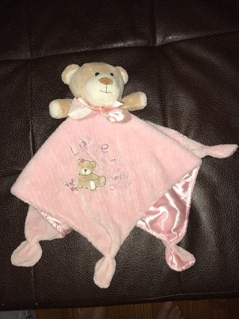 carter's pink bear security blanket