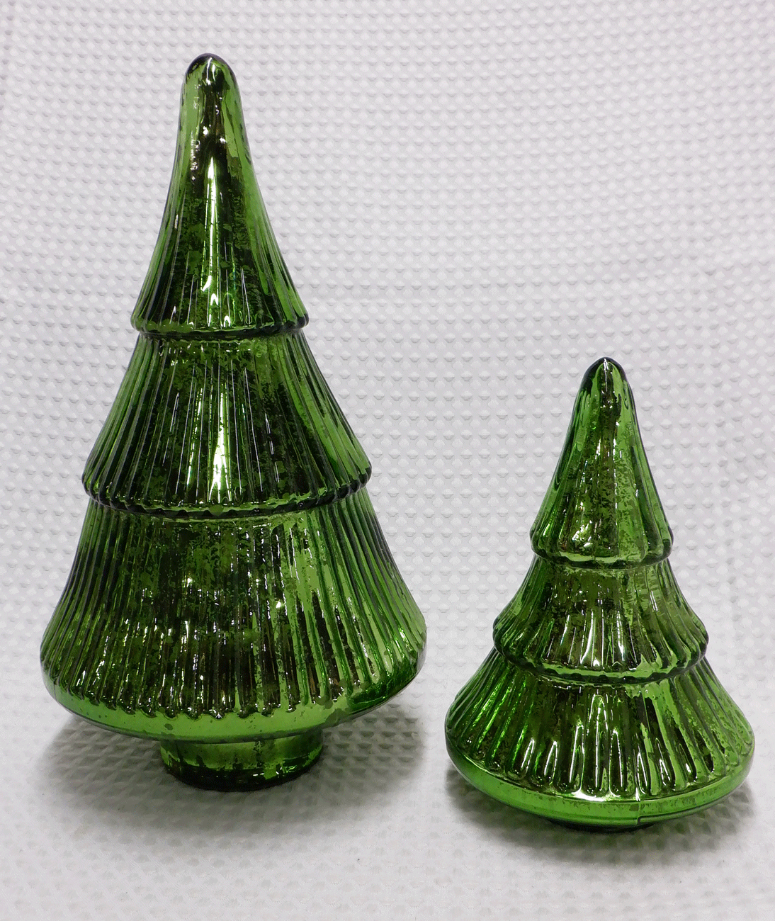 Mercury Glass Christmas Trees 121/2" H & 73/4" H GREEN eBay