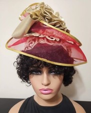 Ms. Divine Wool Church Ladies Hat Bow, Beads, Embroidery Good Condition