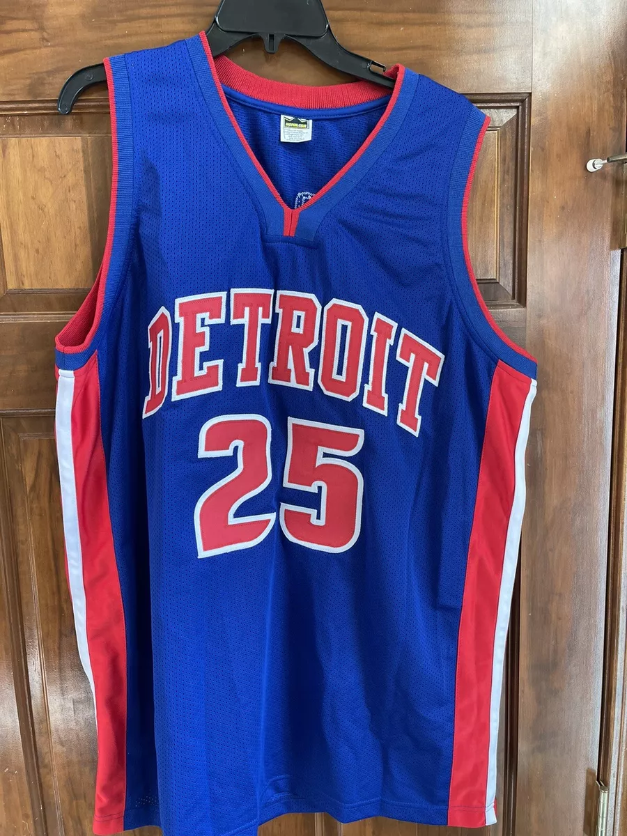 New HOSFM Men's Derrick Rose #25 Detroit Pistons Team Jersey Royal  Blue XL Fit