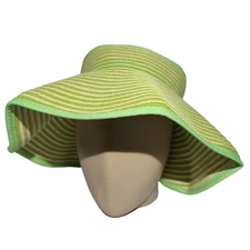 Vintage Scala Collezione Wide Brim Foldable Packable Beach Hat Green 100% Paper