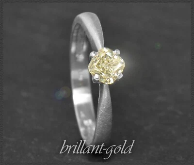Diamant Solitär Ring, 0,62ct in Fancy Yellow gelb & Kissen-Schliff, 585 Weißgold - Bild 1 von 4