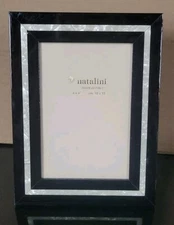 Natalini Handmade Italian Marquetry Inlay 4x6 Photo Picture Frame Black Ivory