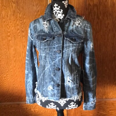 PRPS Kahlo Denim Destroyed Jean Jacket Sz S NEW NWT