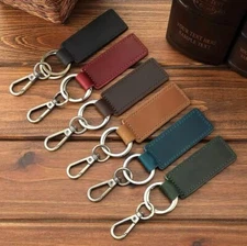 Custom Laser Engraving Genuine Leather Retro  Keychain Metal Lobster Key Holder.