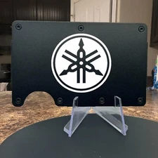 YAMAHA MORTORCYCLE Laser Engraved Onto An Aluminum Wallet