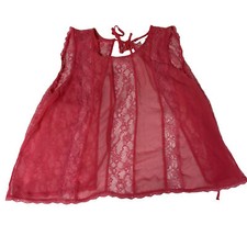 Victorias Secret Medium Sleeveless Cami Pink Floral Lace Back Tie 1124