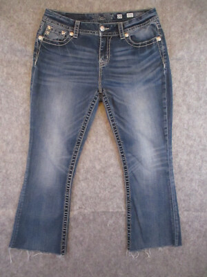 Miss Me Jeans Womens 29 Blue Denim Easy Bootcut Rhinestones Studs