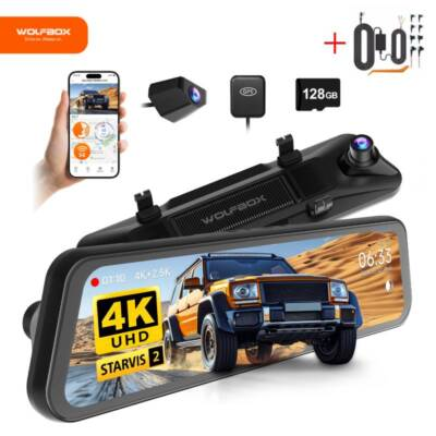 #ad WOLFBOX G900PRO IMX678 Mirror Dash Cam GPS WIFI Voice Control Parking Monitoring $219.99