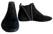 Isabel Marant Bootie Black Size 38 7.5-8 Suede Grommet Embellish Pull-On Flat