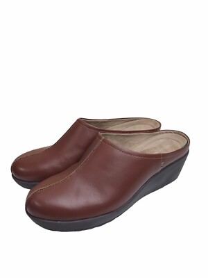 Easy Spirit Women’s 12 M Leather Clogs Wedge Mules Brown excellent condition